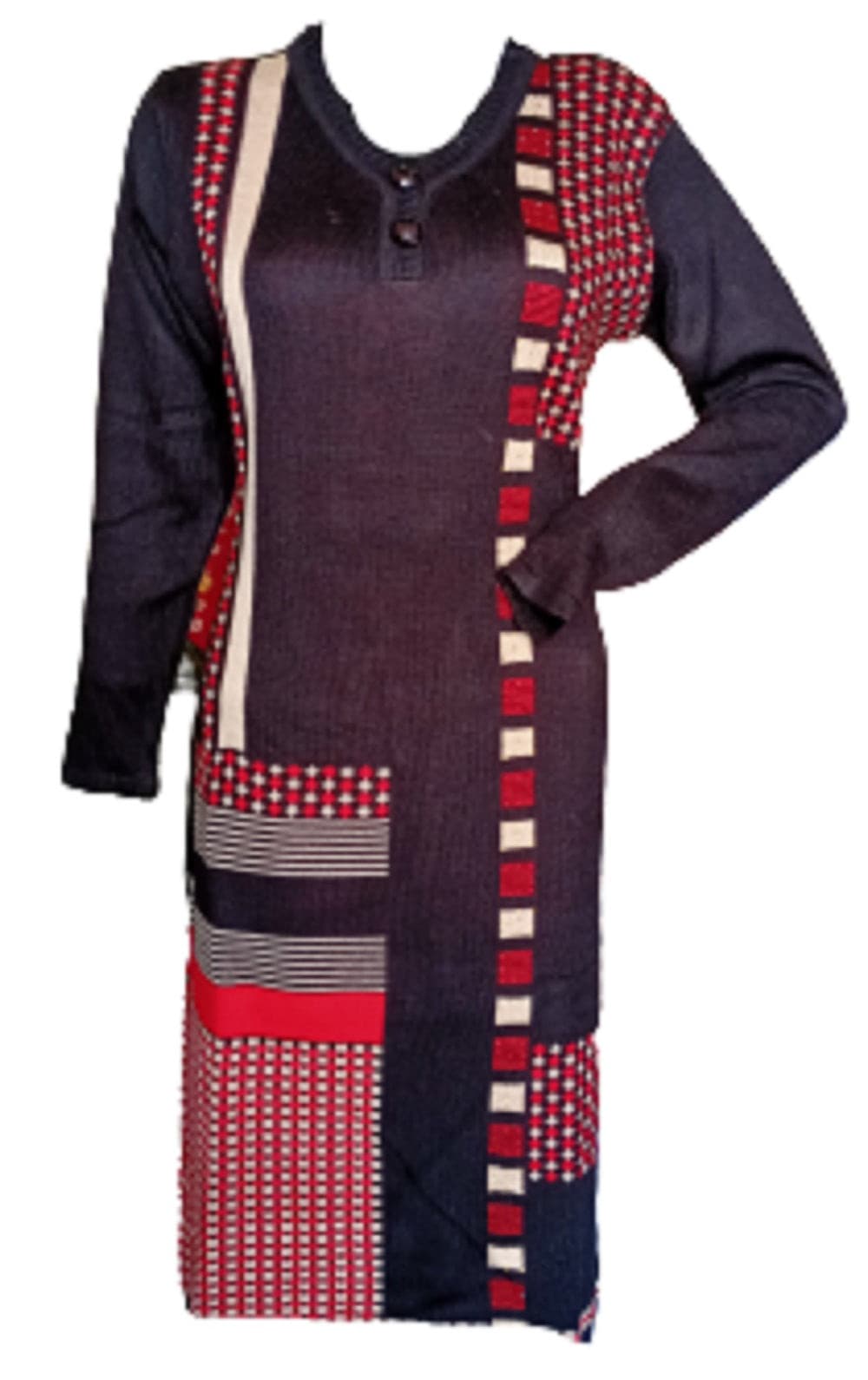 Buy Woolen Kurti for Women's Winter Wear Dress A-Line Long Kurti with  Palazzo Traditional Kurti for All Occasion Dress by Modena (L, Design 1) at  Amazon.in